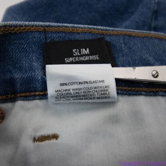 NEW Express slim super high‎ rise jeans with raw hem, women's size 6R - Image 13