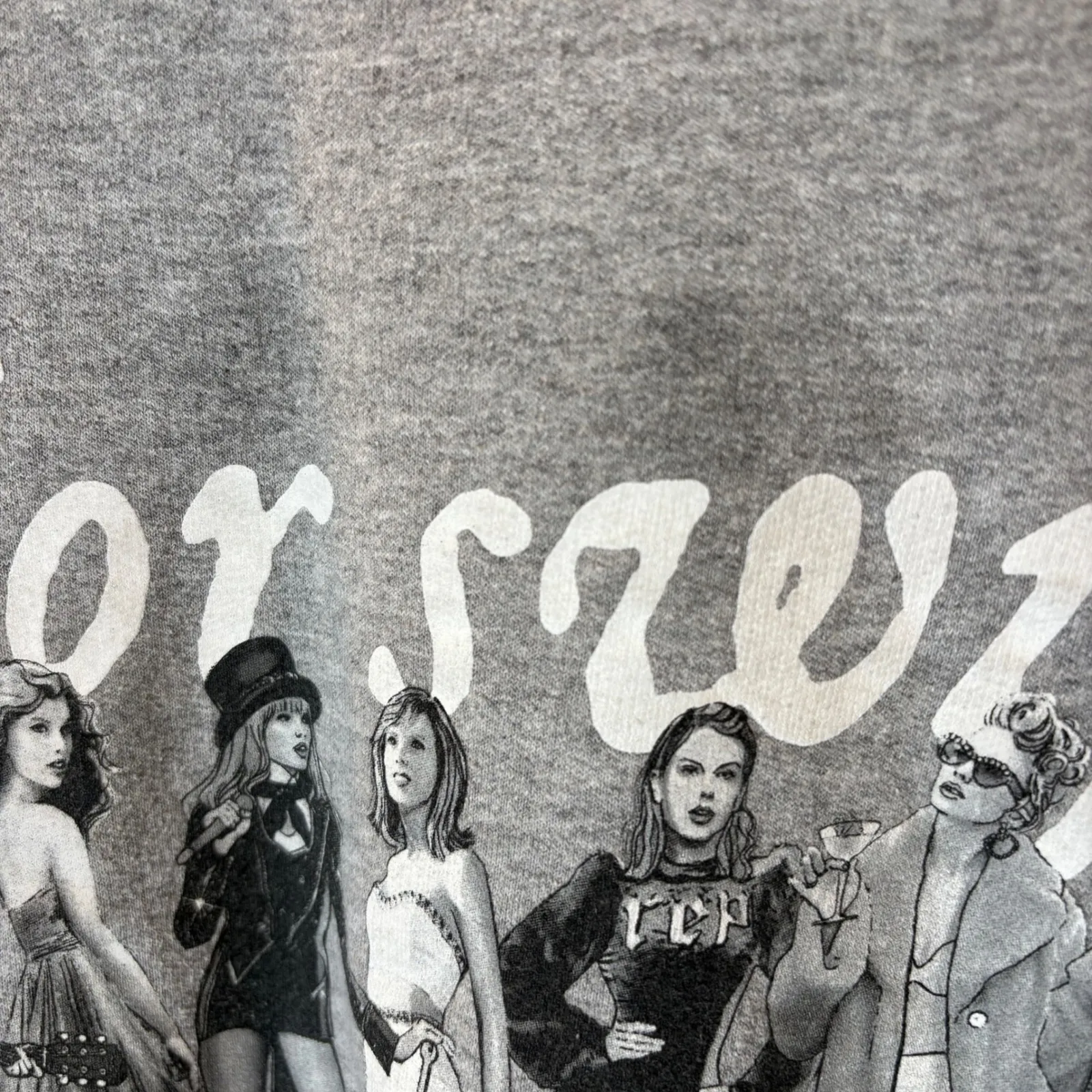 Taylor Swift Eras Tour Graphic Sweatshirt Crewneck Long Sleeve Grey Size M - Image 3