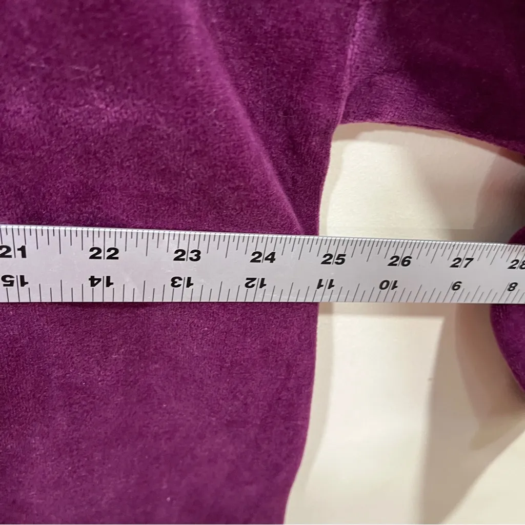 EUC Eileen Fisher Funnel Neck Box Top Purple Velour Velvet Long Sleeve L - Image 6