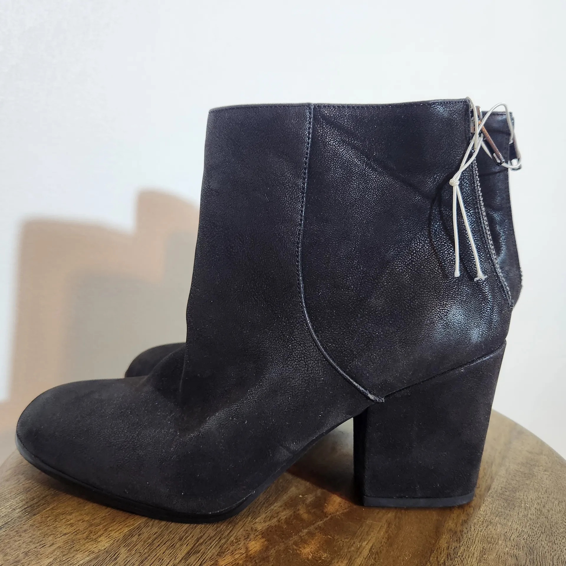 MIA Black Ankle Boots Size 10 MIA Black Faux Leather Heeled Boots - Image 4