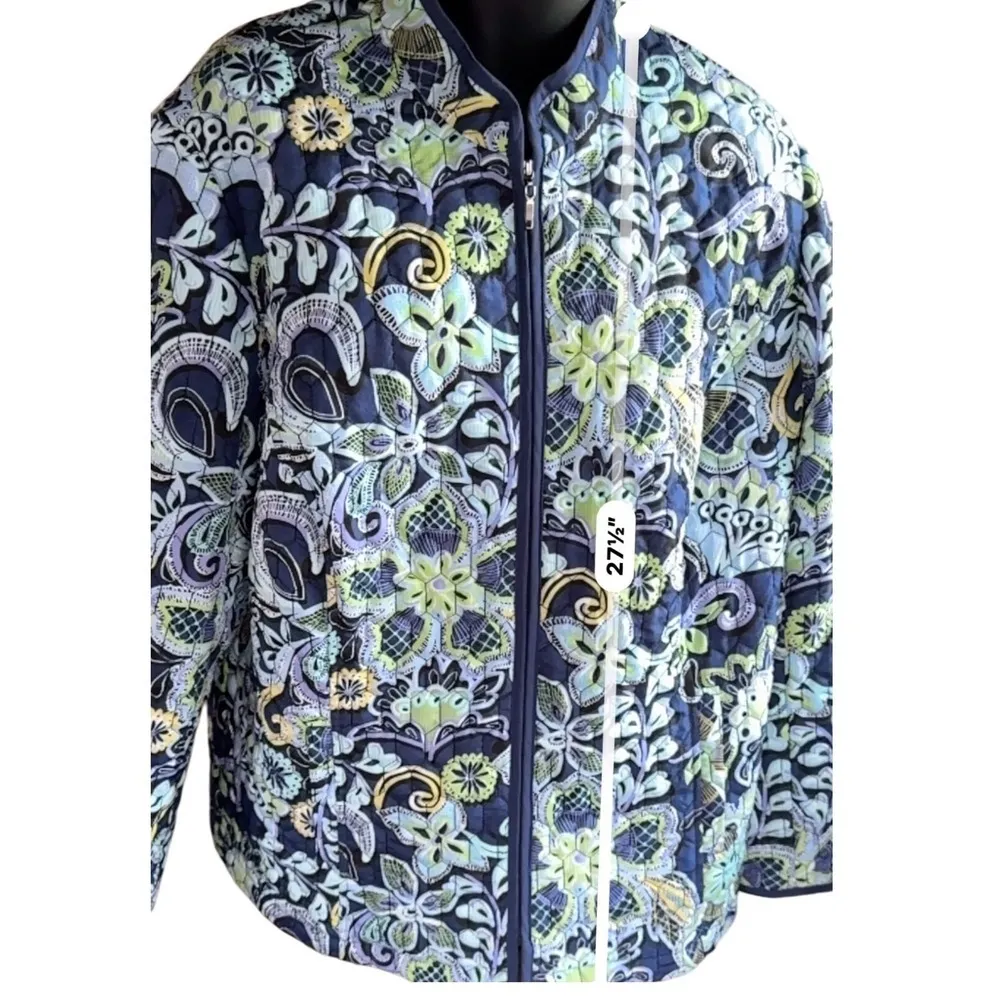 RQT Woman L Quilted Jacket Y2K Boho Floral Paisley Zip Jacket Cottagecore Size L - Image 8