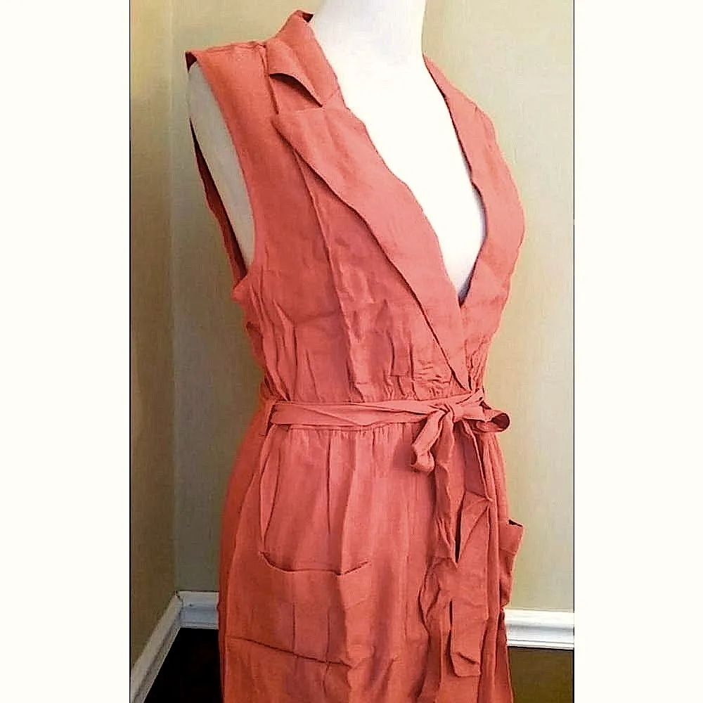 Terra Cotta Orange Faux Wrap Sleeveless Shirt Dress by MINKPINK from Modcloth - Image 5