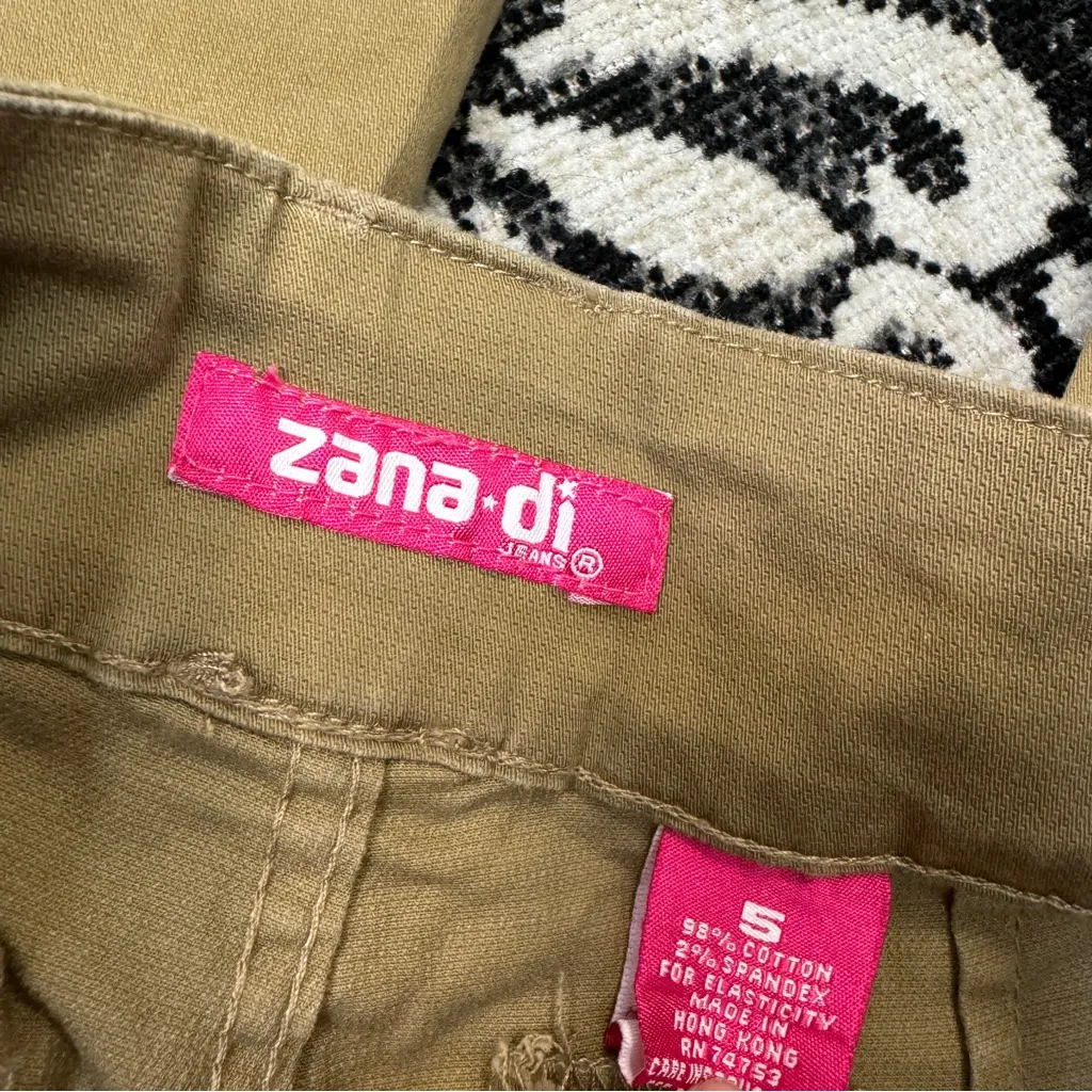 Y2K Trendy Zana Di Khaki Cargo Flare Pants Juniors size 5 - Image 11