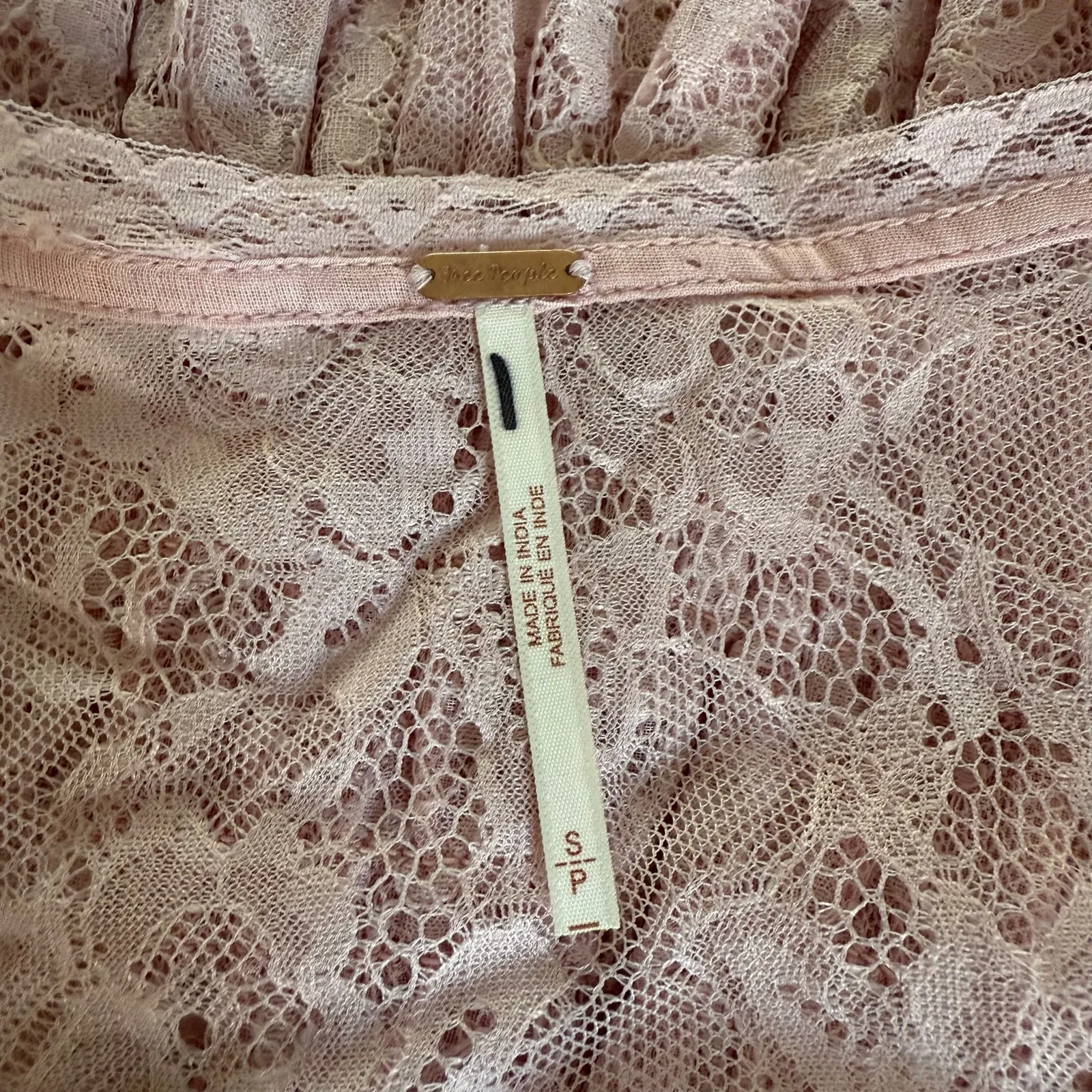 Free People mini dress floral lace cutout ruffled tiered sheer mesh boho Small - Image 5