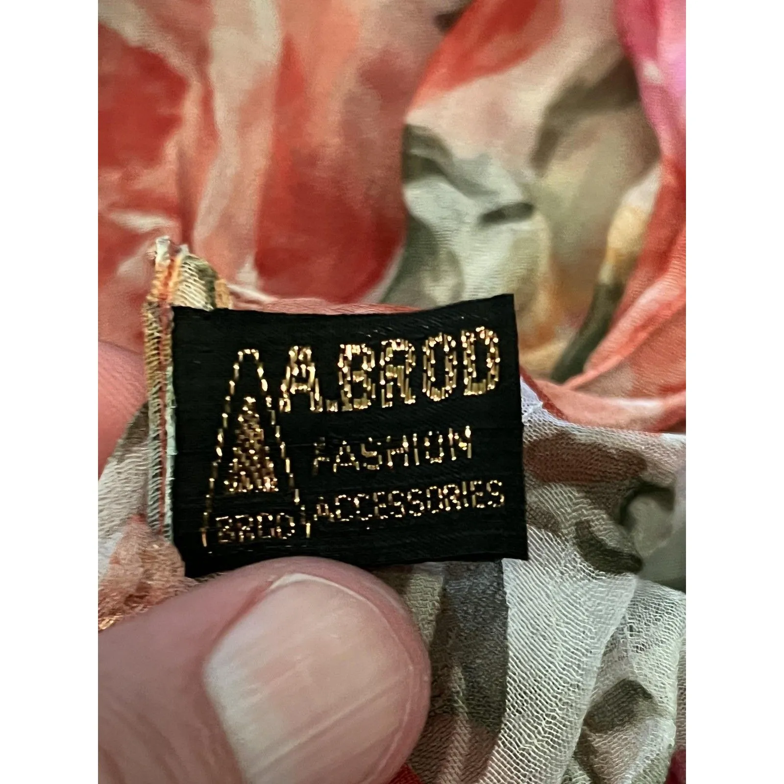 A. Brod Fashion Scarf Womens One Size Floral Sheer Crinkle Gold Metallic - Image 5