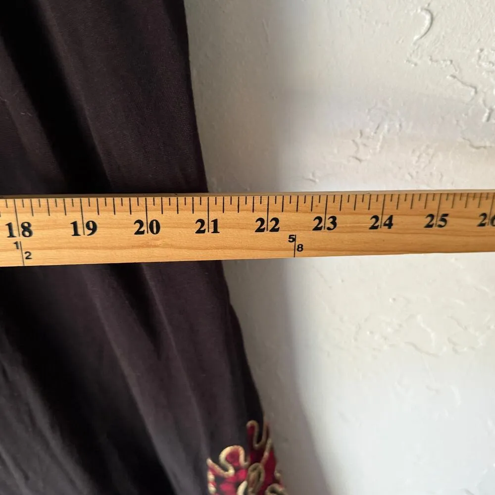 Star India Black Red Embroidered Floral Boho Handkerchief Hem Dress One size NWT - Image 8