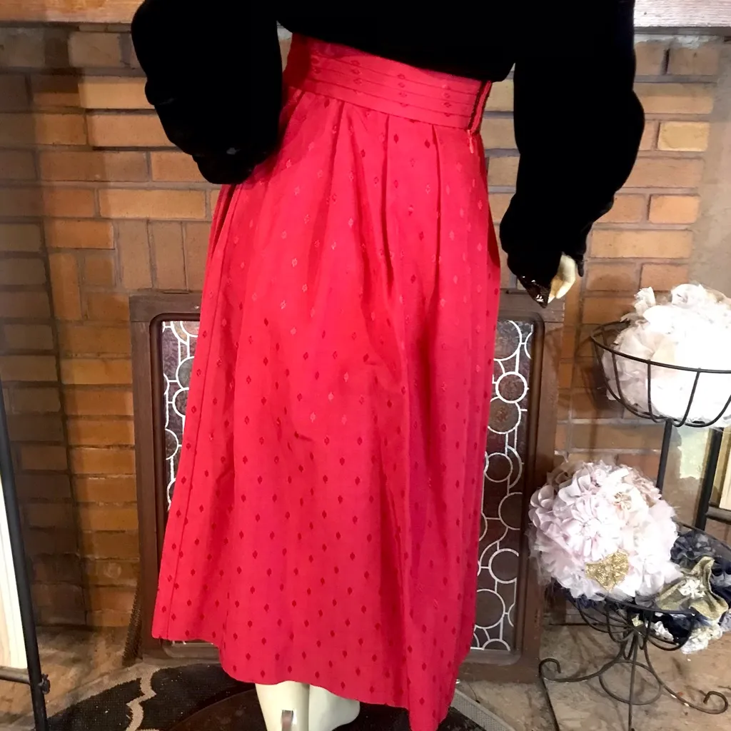 VINTAGE 1980'S DARYLE ALEXANDER RED PLEATED A - Image 5