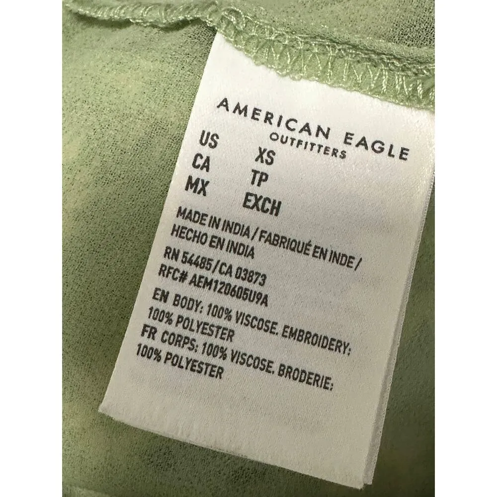 American Eagle AEO Green Cream Floral Print Romper Women's Size X-Small XS - Image 9