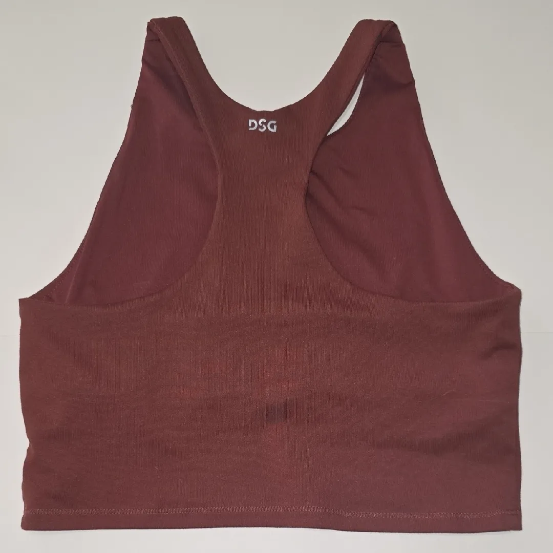 DSG Sports Bra High Neck Racerback Seemless Athletic Maroon Size XL Brown - Image 3