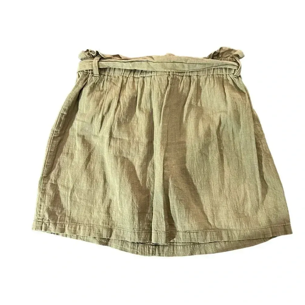 Shein Olive Green‎ Button Front Paper Bag Skirt Large - Image 4