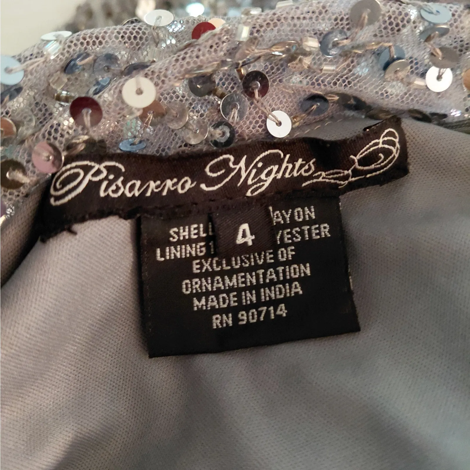 Pisarro Nights Formal Sequin Evening Dress Size 4 Blue Wedding Cocktail Party - Image 14