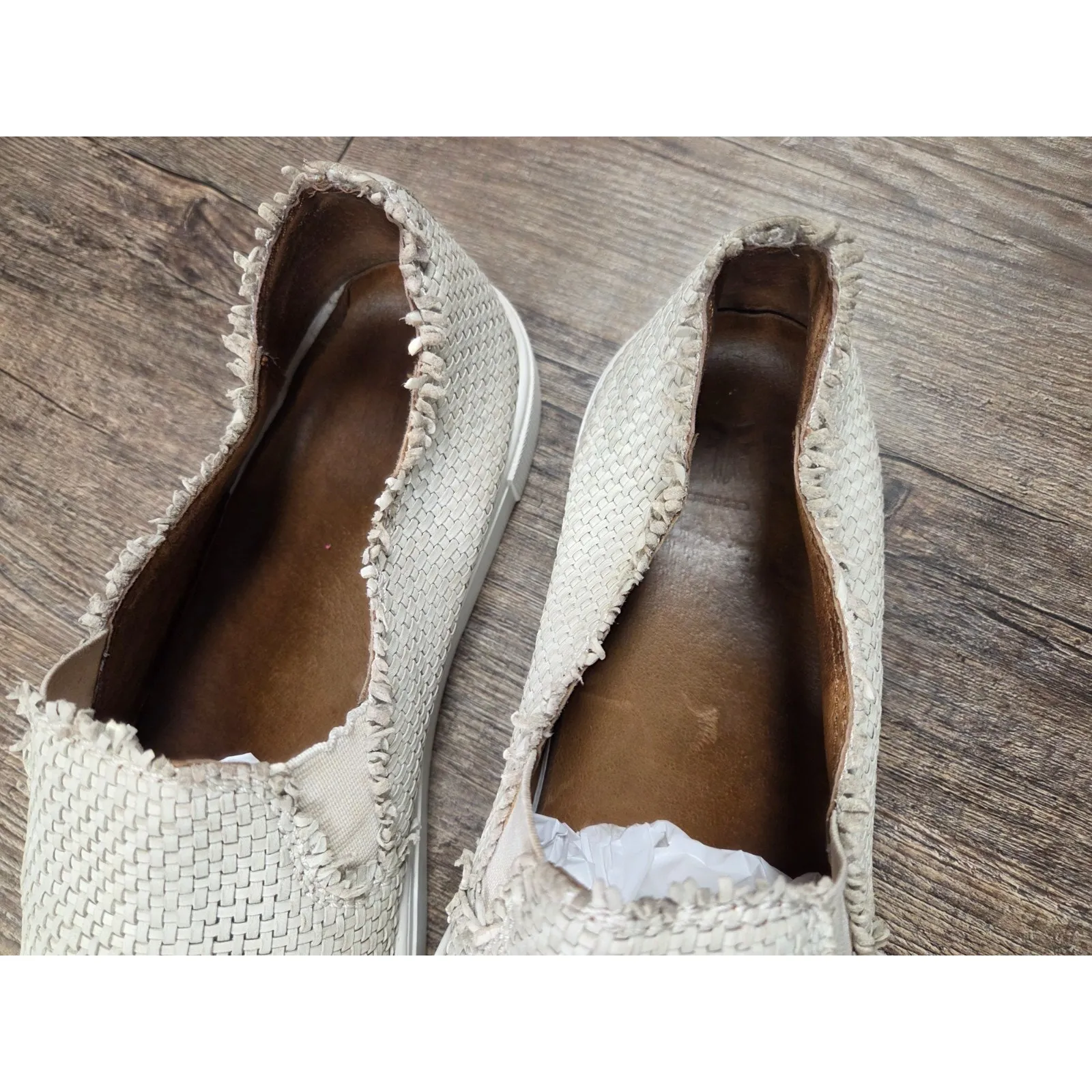 Frye Ivy Fray Woven Slip-on Light Gray Leather Sneakers Shoes flats 9.5 M - Image 3