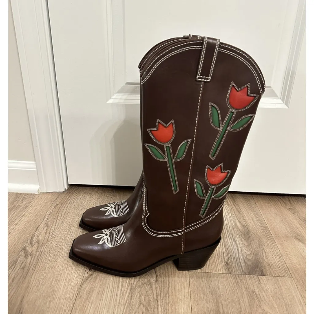 LOEFFLER RANDALL Wilder Western Boot in Espresso Size US 8 - Image 7