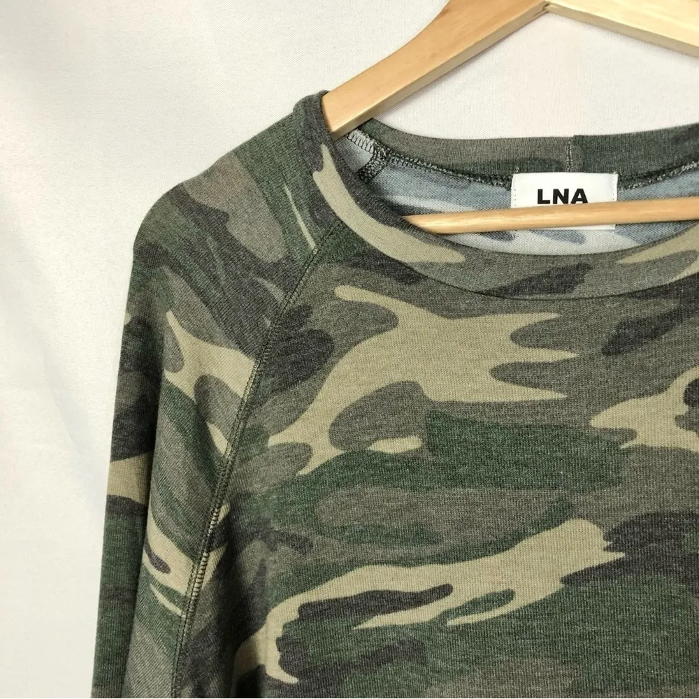 LNA Green Crew Neck Camo Long Sleeve T-Shirt L - Image 3