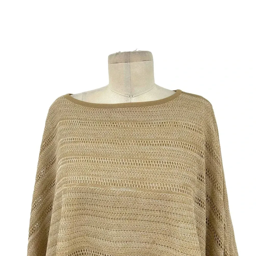 Misook Double Layer Tunic Sweater Top Blouse Poncho Saddle Camel Tan Size XS - Image 2