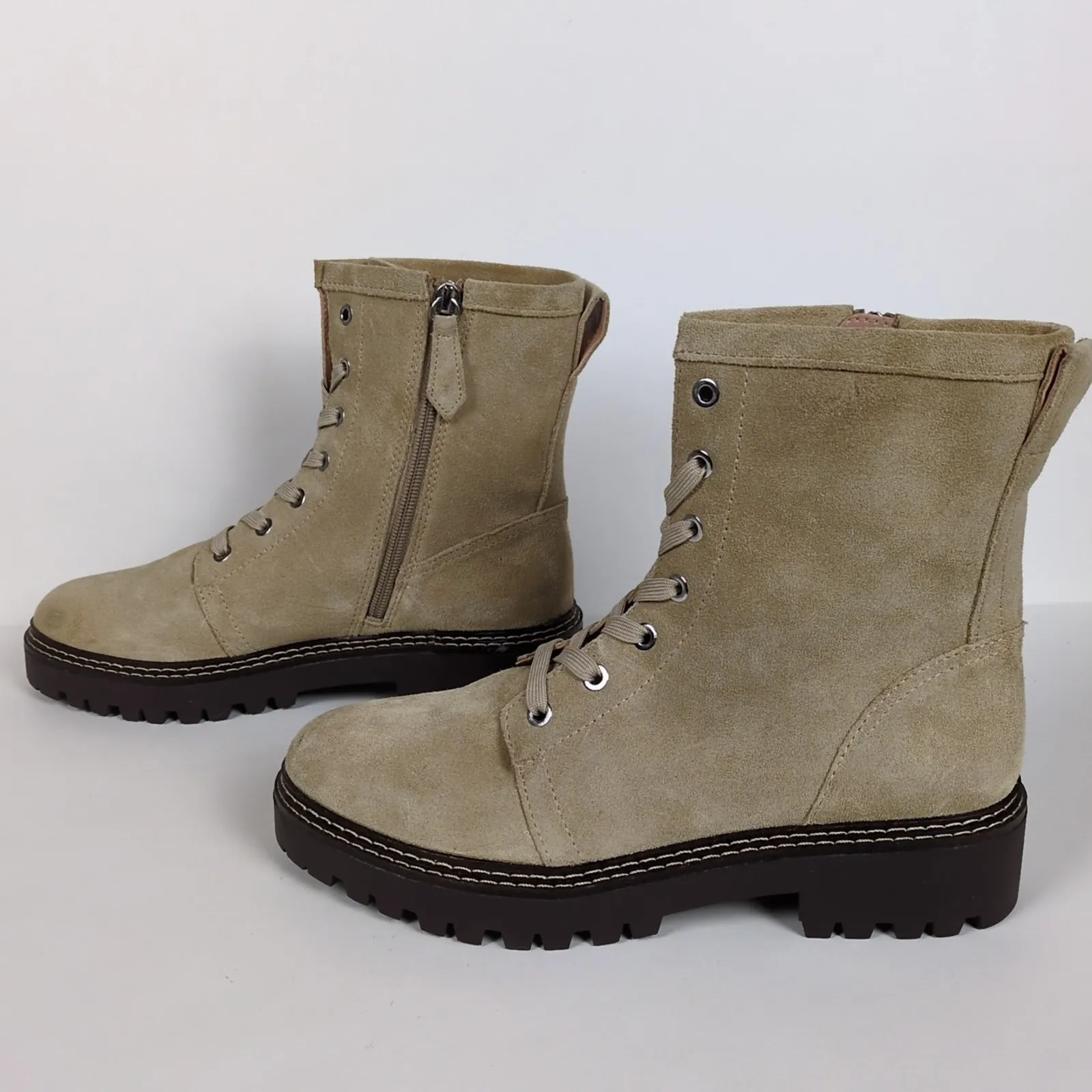 NORDSTROM Moonie Water Resistant Leather Combat Boot In Beige Sand Women's 8.5 - Image 5