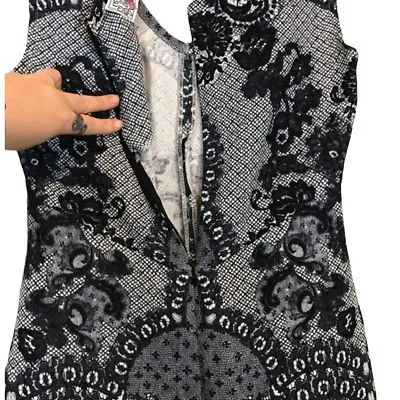 Yoana Baraschi Womens Floral Lace Print Dress Size‎ 6 Blue Sheath Sleeveless - Image 4