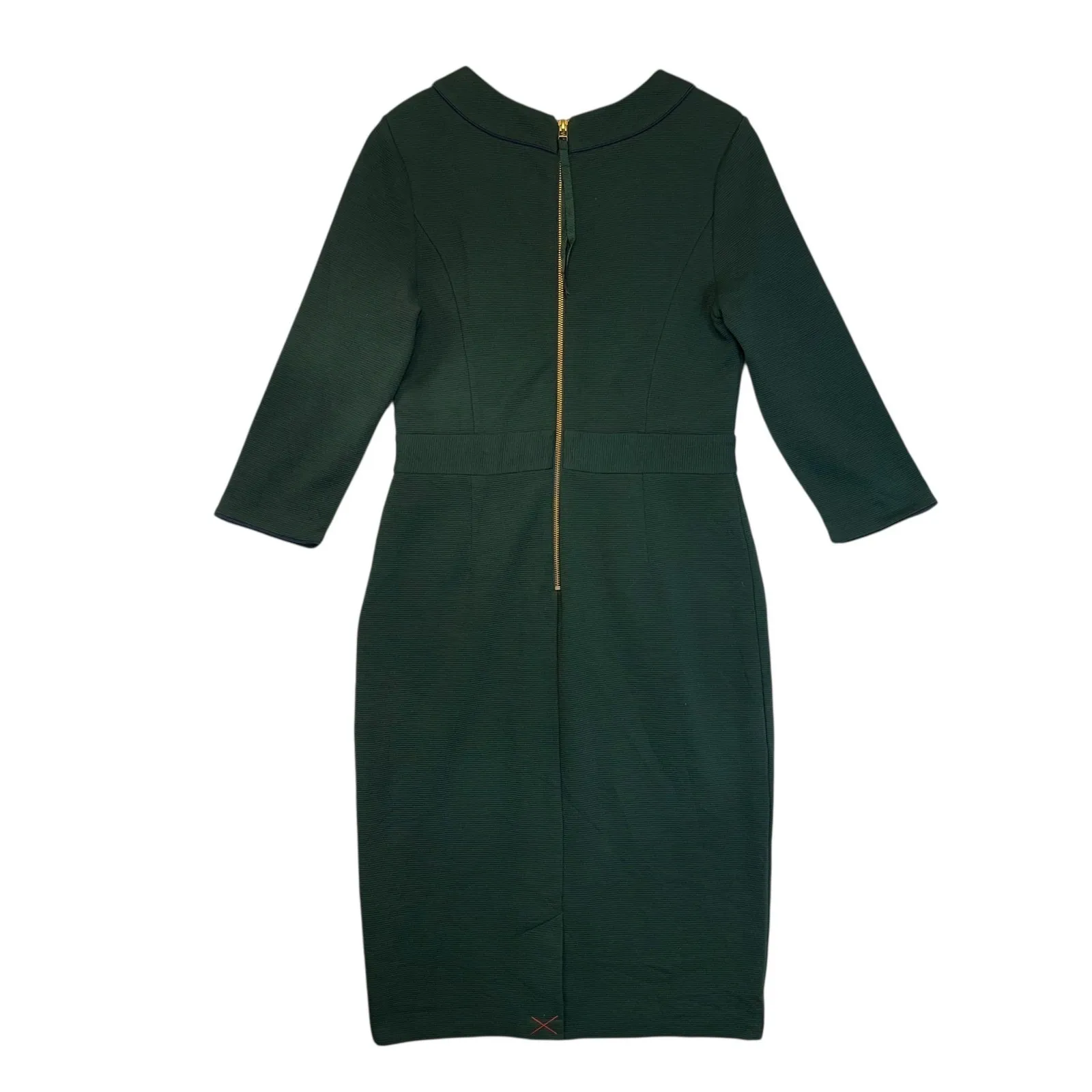 Boden Mia Ottomon Emerald Green Textured Sheath Dress Old Money Classic 8R Size 8 - Image 6