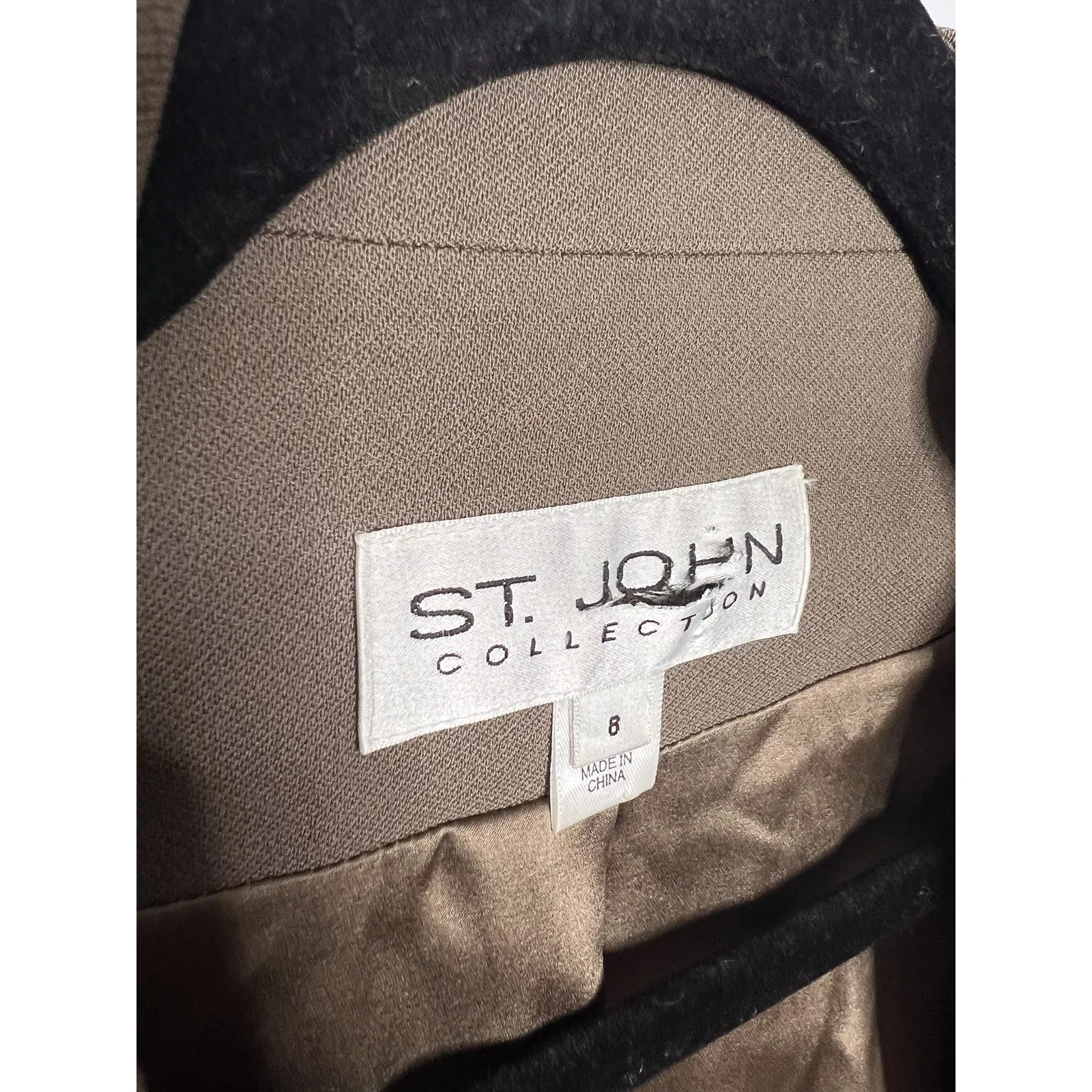 St. John Collection By Marie Gray Taupe Wool Long Sleeve Blazer Jacket Size 8 - Image 4