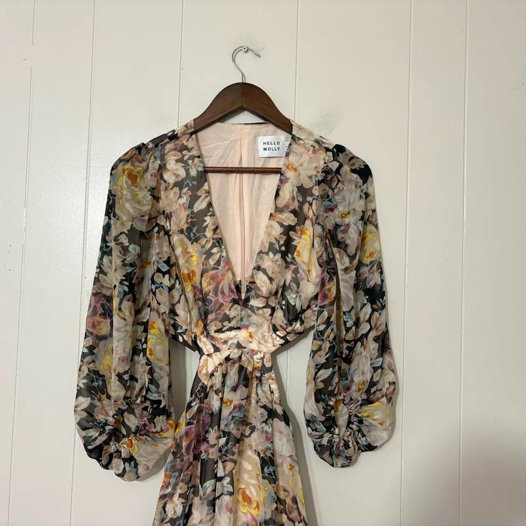 Hello Molly Sandcastle Floral Cutout Mini Dress Size 4 Femenine , Festive - Image 5