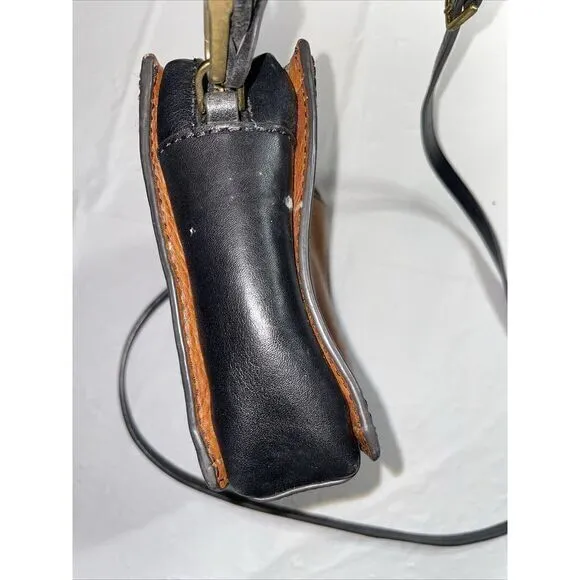 Fossil Campbell Brown Black Leather Small‎ Crossbody Bag With Key 7.5x6x2.5" - Image 10