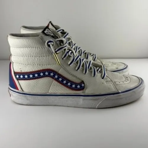 Vans SK8-Hi Americana Sneakers Womens 10 White Red Blue High Special Edition - Image 4