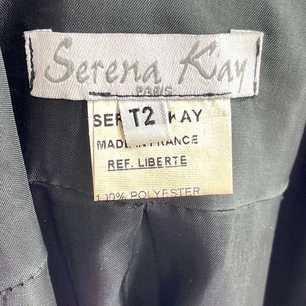 90s SERENA KAY Vintage Black Cap Sleeve Pleated Mini Baby Doll Dress Size 2 - Image 6