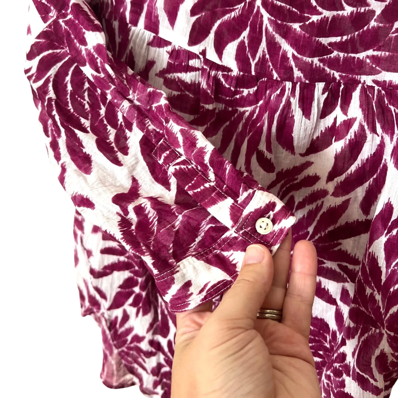 Ann Taylor LOFT Dahlia Lightweight Blouse Winter Berry‎ Floral XS Petite EUC - Image 5