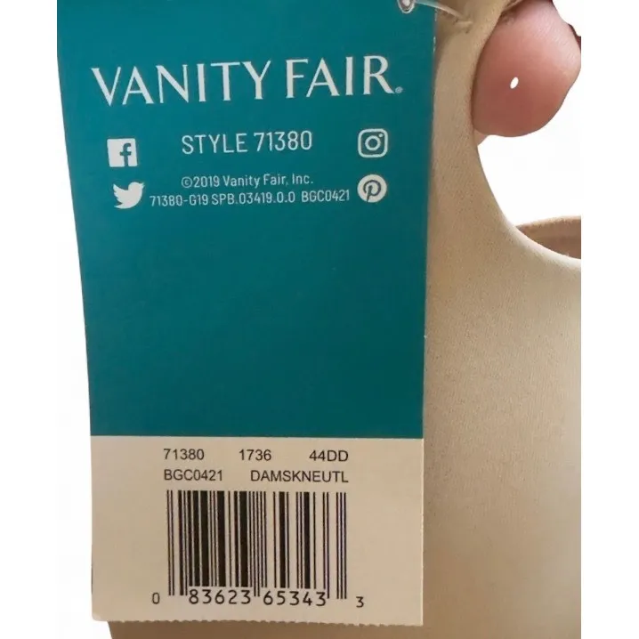 Vanity Fair Style 71380 Wirefree Full Coverage Comfort Bra 44DD Nude - Image 4