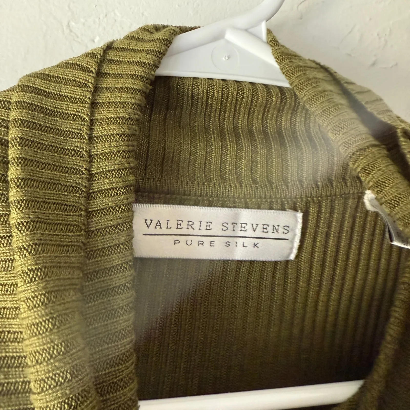 Valerie Stevens Vintage Green Ribbed Silk Turtleneck Sweater L Preppy Old Money - Image 7
