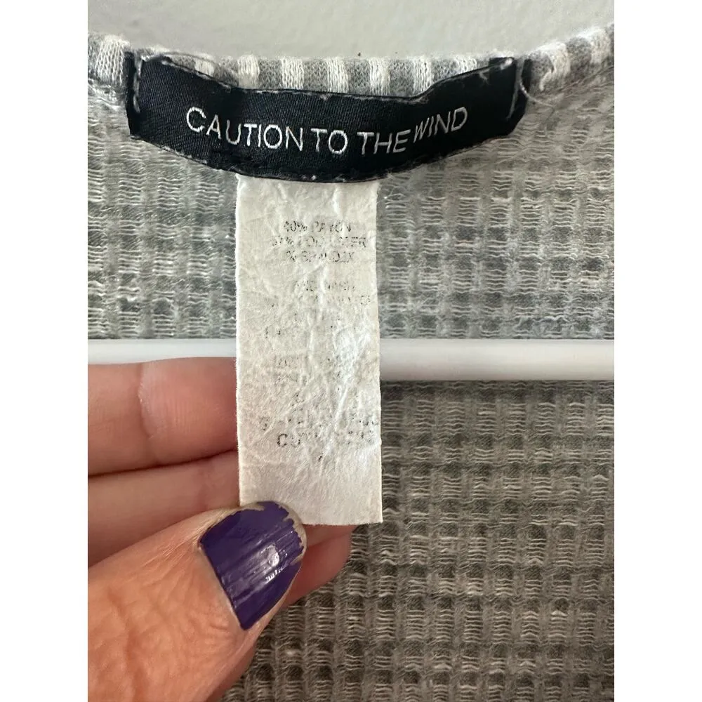 Caution to the Wind Dress Women's Medium Gray Faux Wrap Midi Textured Stretch - Image 5