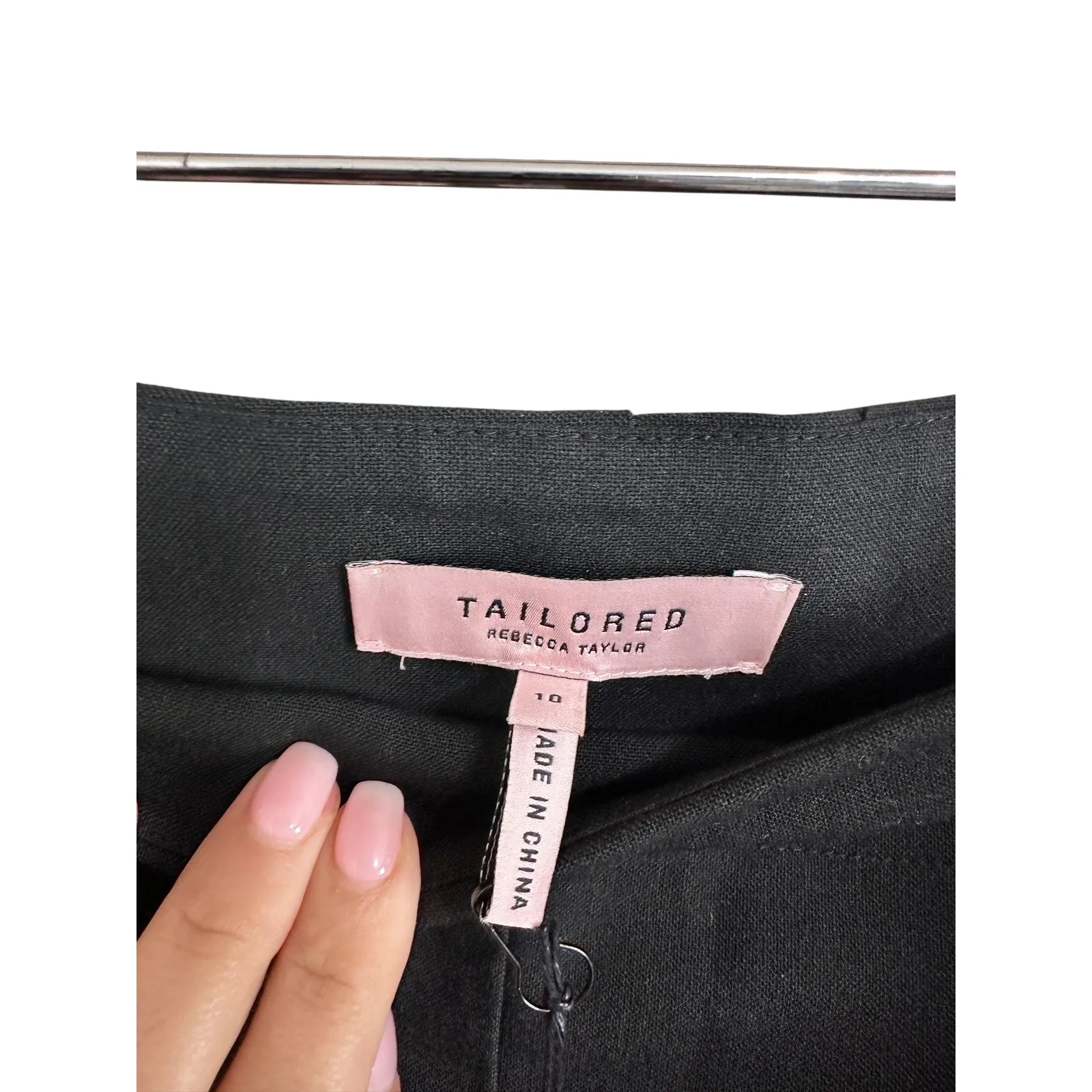 Tailored by Rebecca Taylor Black clean suit Cropped Wide Leg Pant 10 NEW $295 - Image 3