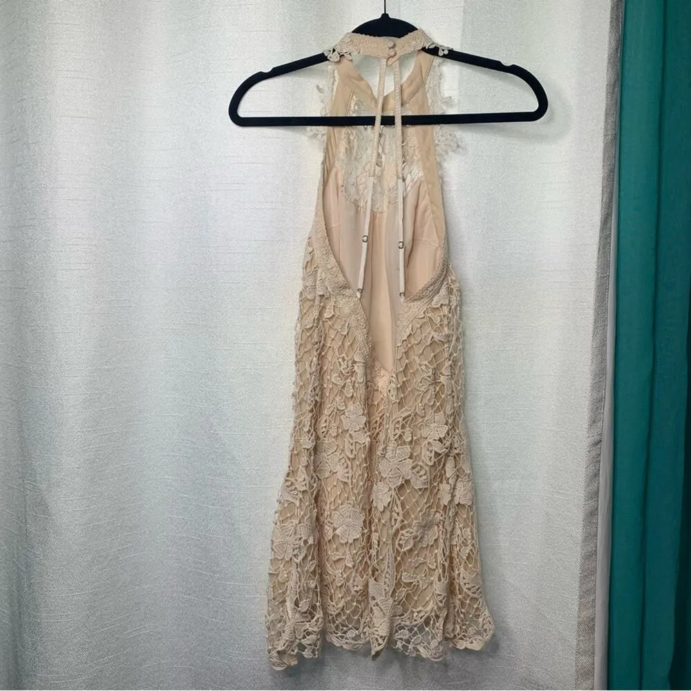 Free People cream lace‎ halter snowdrop trapeze dress size XS bridal shower - Image 5