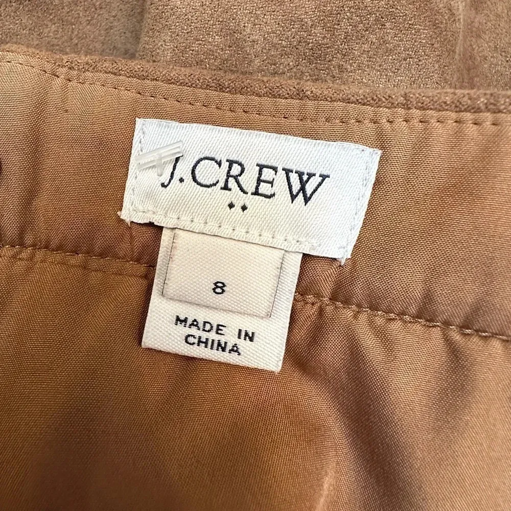 J. Crew Brown Faux Suede Ruffle Hem Mini Skirt Lined Women’s Size 8 Medium M - Image 6