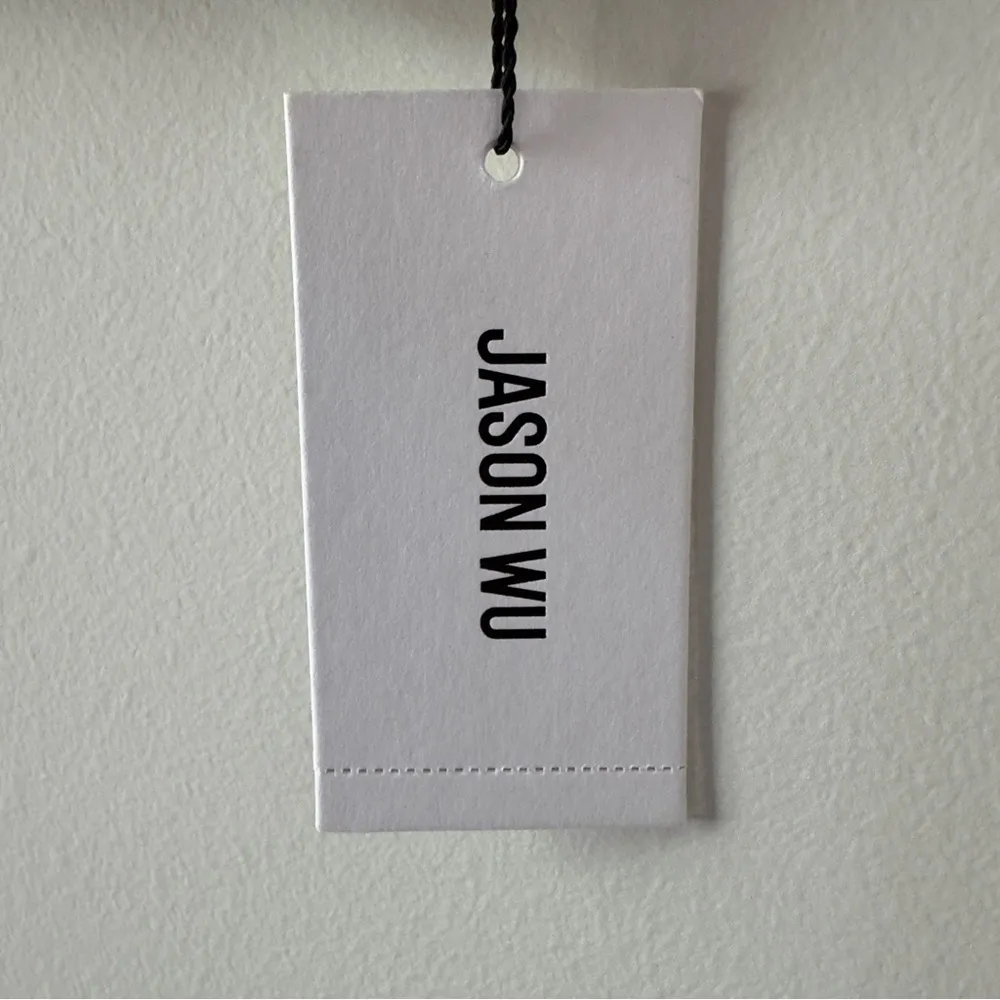 Jason Wu Linen Blend Eyelet Adjustable Spaghetti Strap Crop Top zip back tiered - Image 9