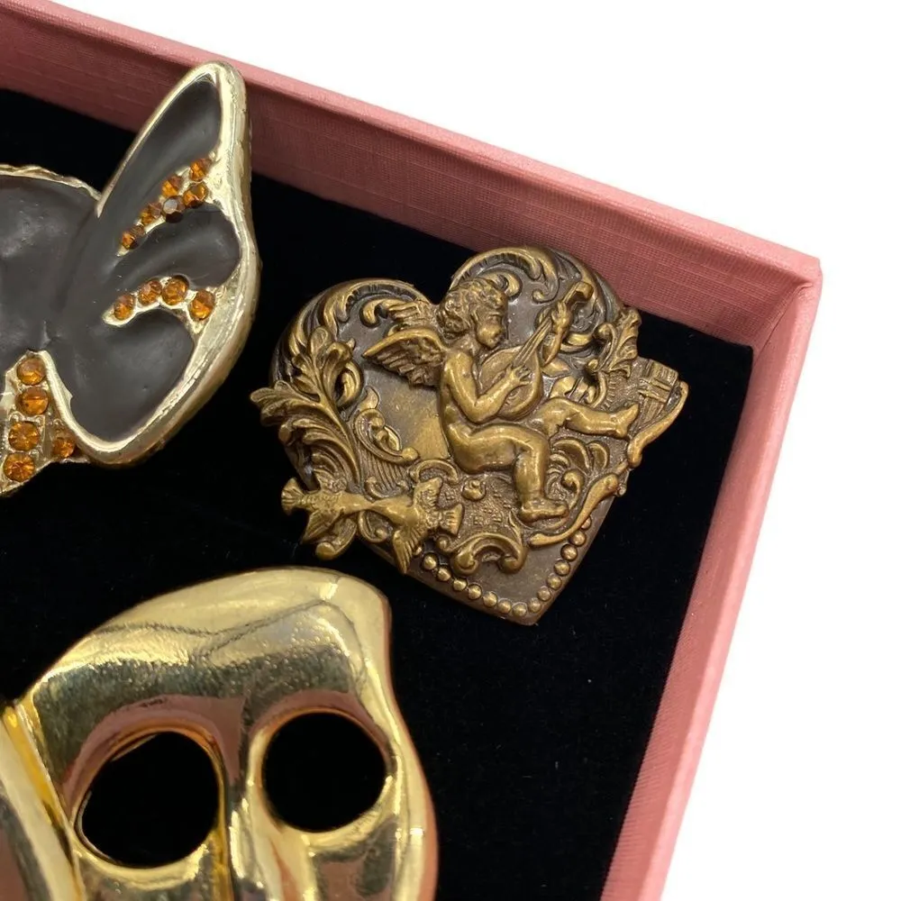 Vintage Gold Tone Brooch Pin Lot of 3 Gold - Image 5