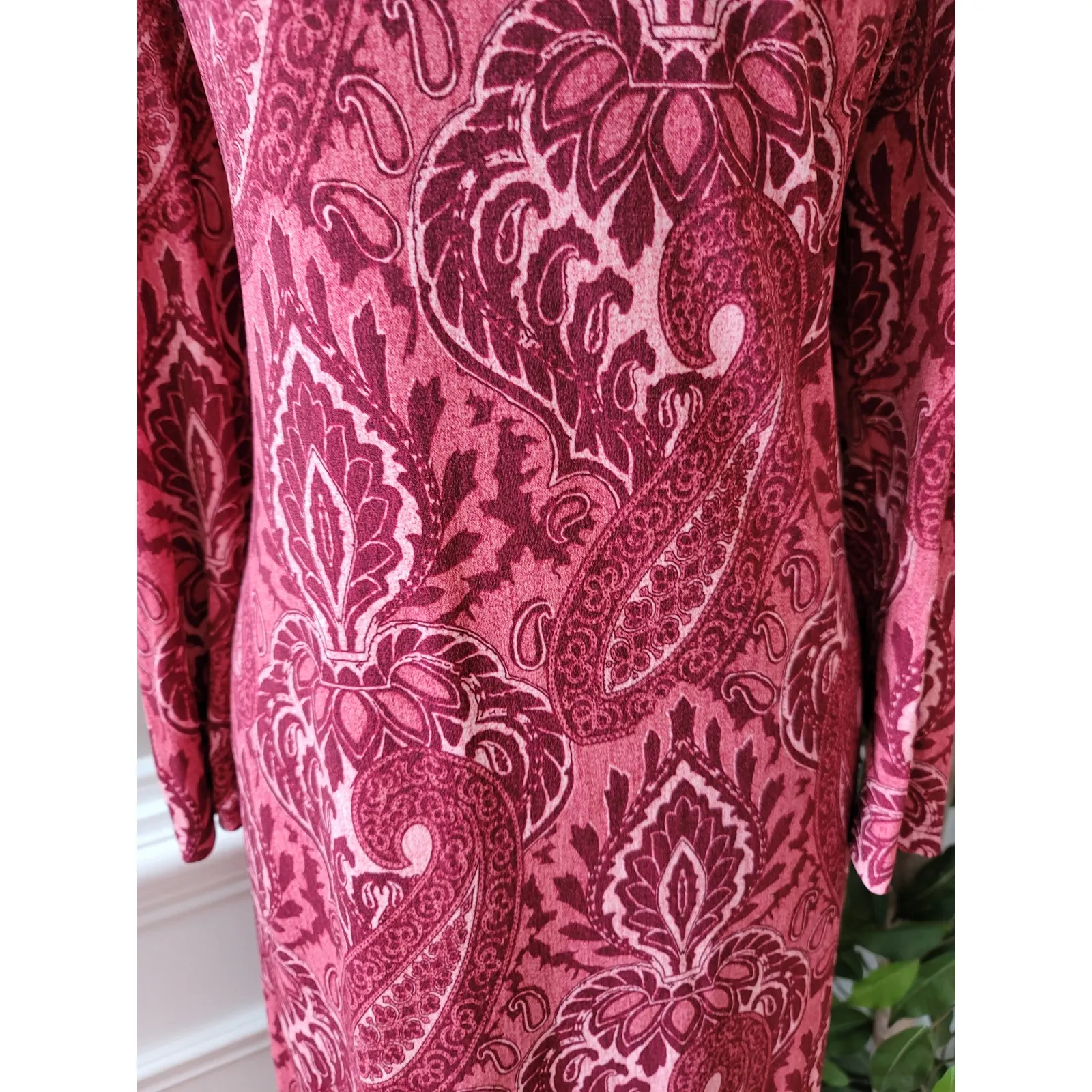 Michael Michael Kors Shirt Dress Women's Large Red Pink Polyester Long Sleeves - Image 9
