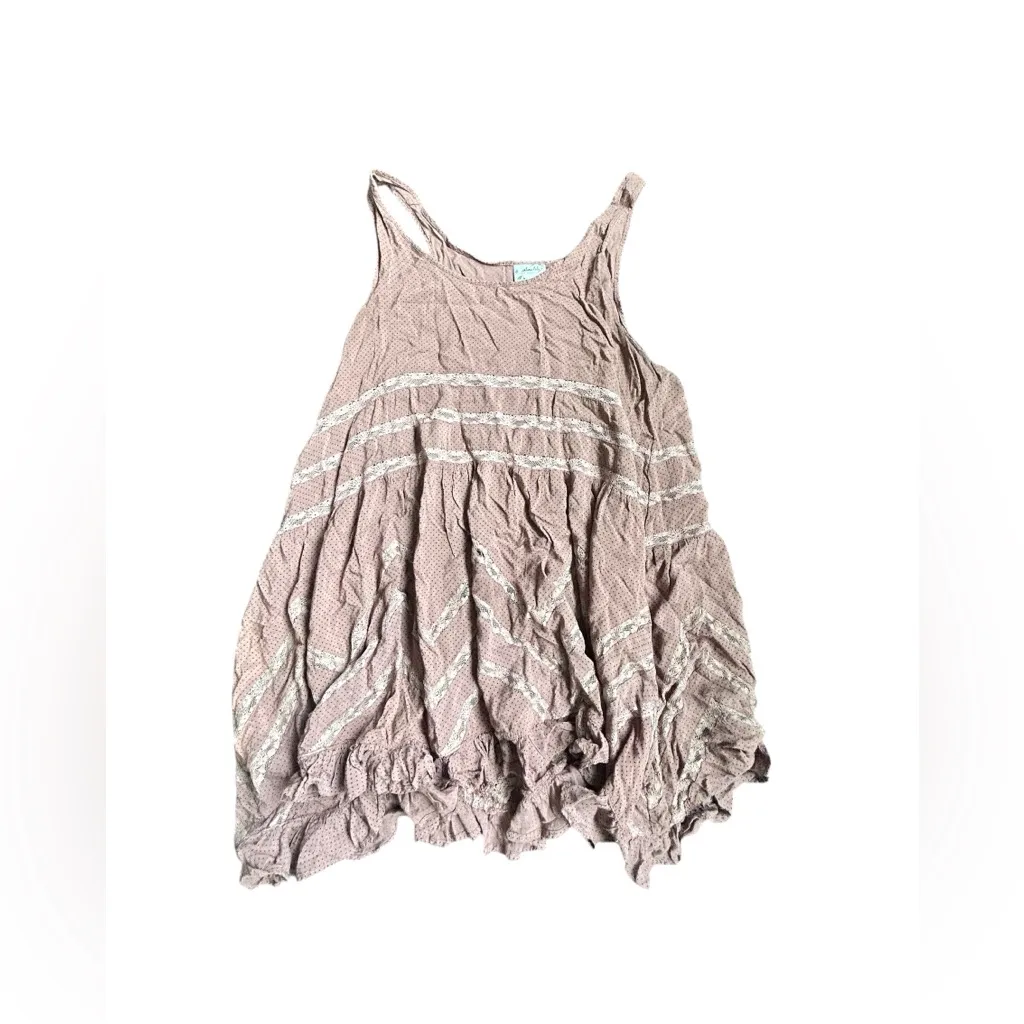 Intimately Free People Voile and Lace Trapeze Slip Mauve Pink Size Large - Image 2
