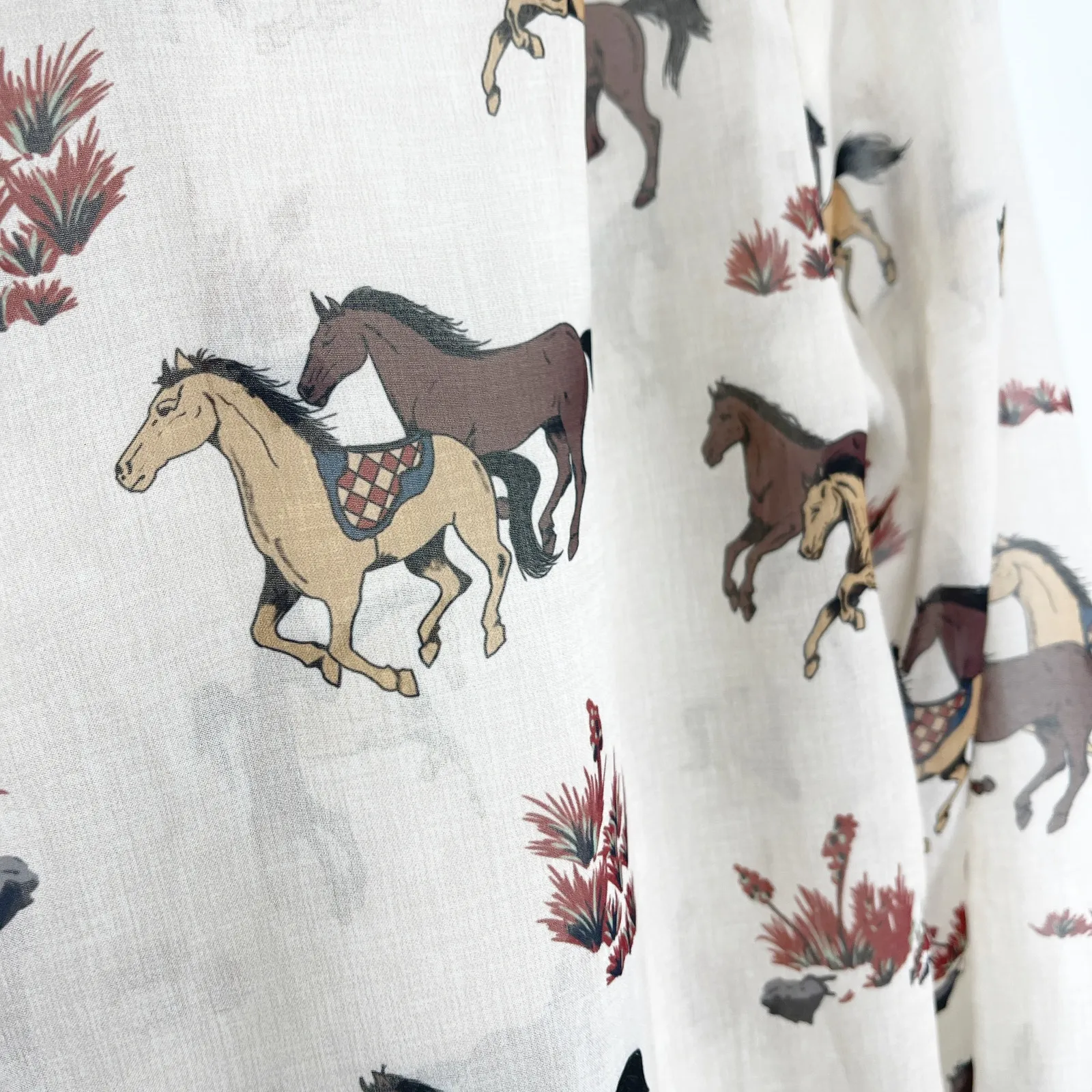 Tasha Polizzi Cecily Horse Print Button Down Blouse Western Cowgirl Size Large - Image 5