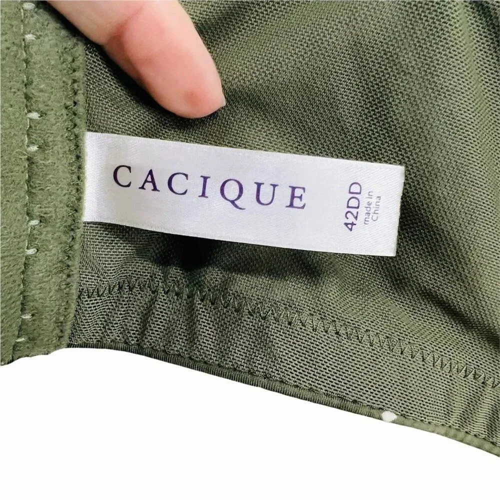 Lane Bryant Cacique True Embrace T-Shirt Bra Green Cream Square Lightly Lined 42 - Image 6