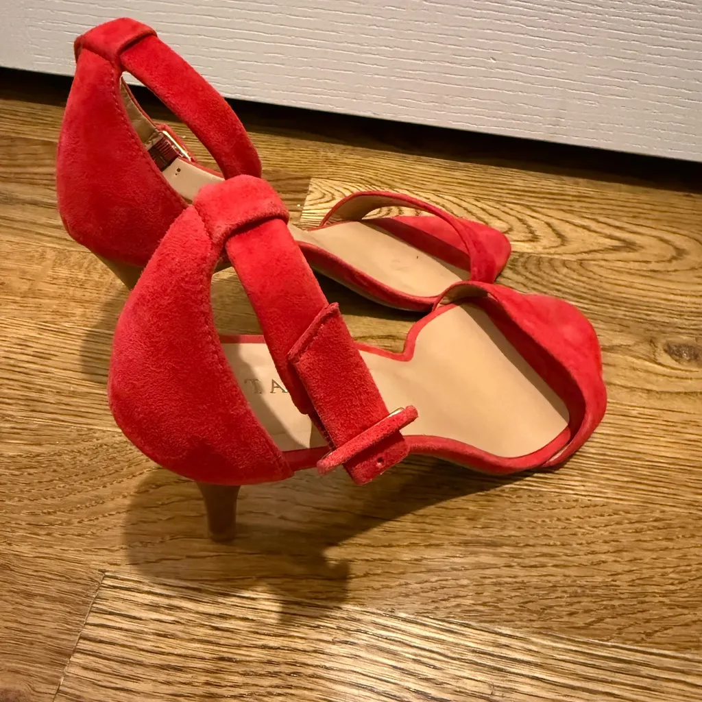 NEW Talbots RED SUEDE/Leather Ankle Strap 'LAKIA' SANDALS Sz 8.5 - Image 3