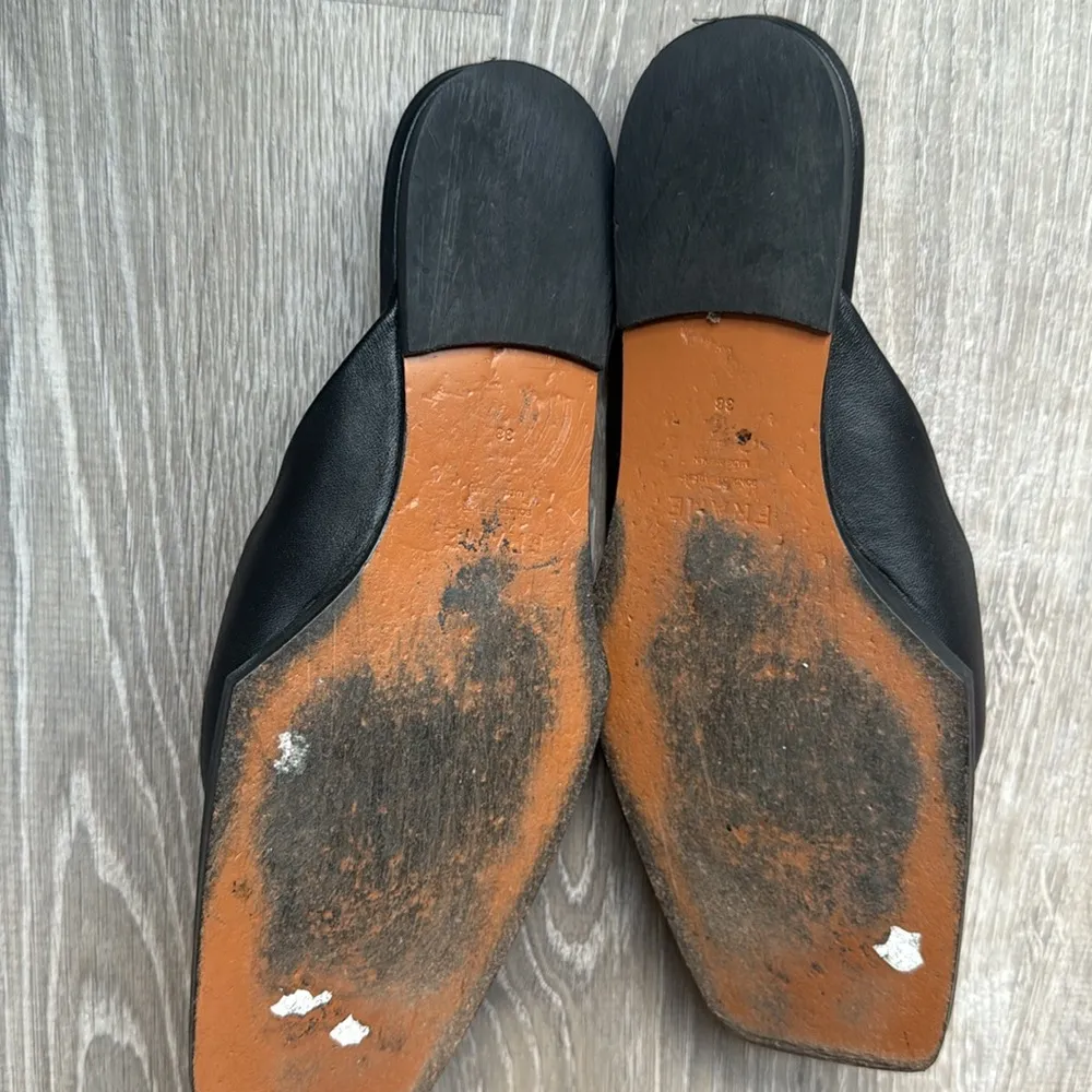 FRAME Le Town Leather Mules Slides Square Toe Noir 8 - Image 8