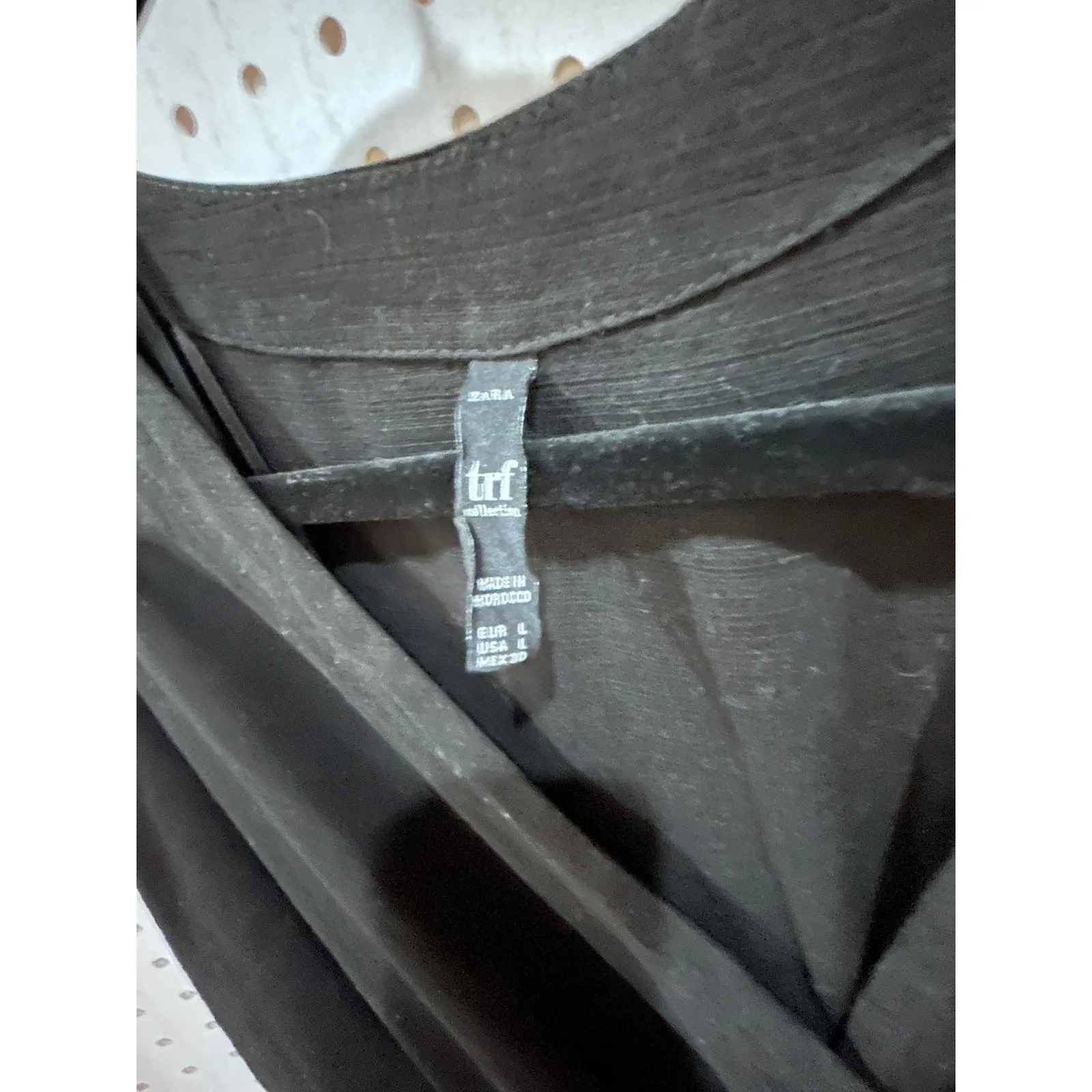 Zara TRF Black Button Front Belted Midi Dress Short Sleeve V Neck Size L - Image 6