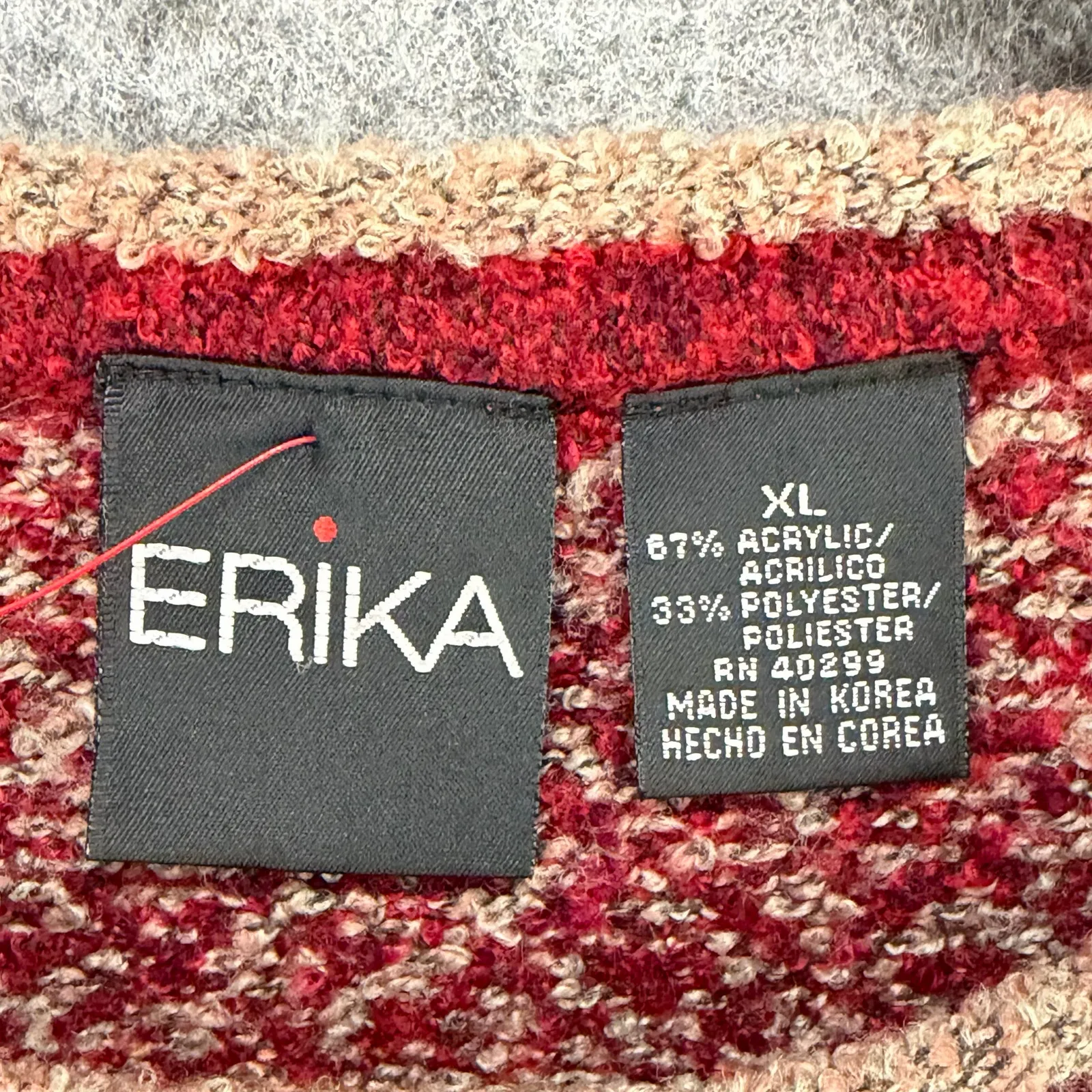 Vintage 90s Erika Knit Sweater Womens XL Cozy Boucle Knit Grandpa Core Heritage - Image 9