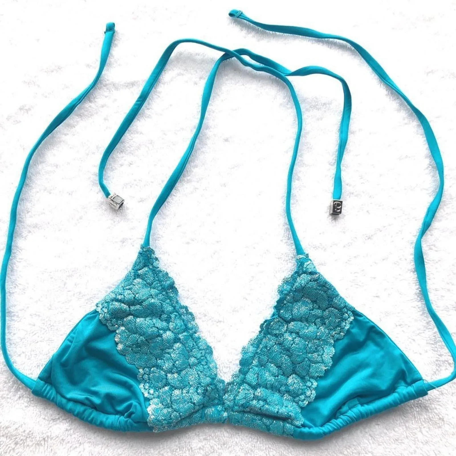 Beach Bunny Tri Bikini Top With Metallic‎ Lace - Image 6