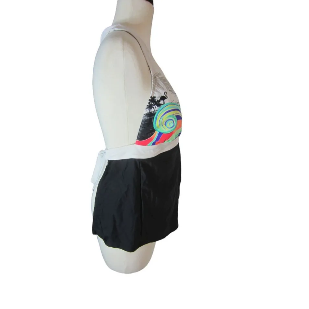 OP  White Black Padded Triangle Tropical Bikini Top Size XL 15-17 - Image 7