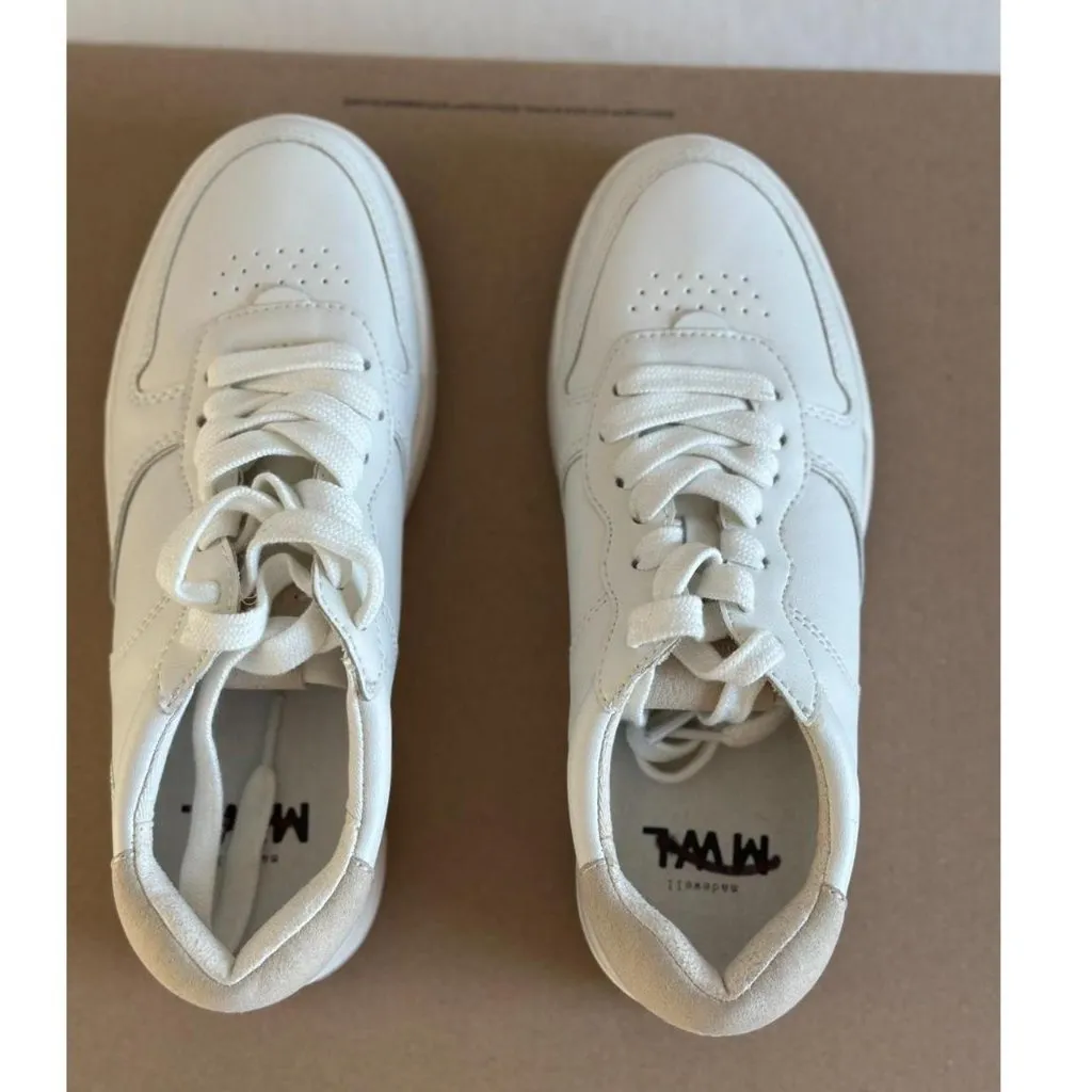 Madewell Court Sneakers in White Leather in Ivory Multi, Size 6 - Image 9