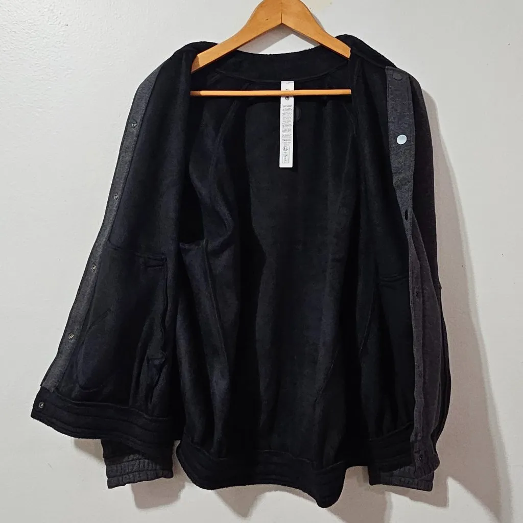 Lululemon Scuba Oversized Varsity Jacket Plush - Heathered Core Black - Size M/L - Image 4
