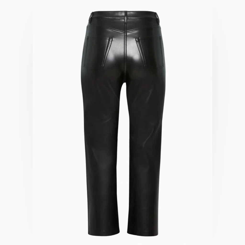 Aritzia Wilfred Vegan Leather Melina Crop Pant Black 8 - Image 4