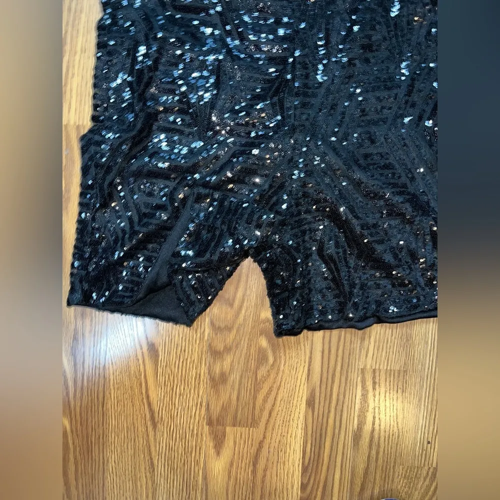 Funky New Ashley Stewart Black Sequin Surplice Romper! - Image 3
